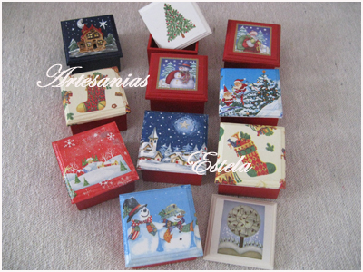 Cajas artesanales de madera decoradas para bombones y/o caramelos