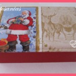 Cajas de madera para bombones decoradas con motivos navideños