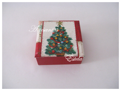 Cajas de madera decoradas con decoupage para navidad para bombones