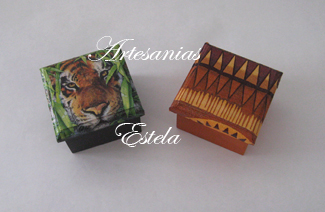 Cajas artesanales de madera decoradas para bombones y/o caramelos