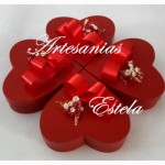 Cajas Artesanales Corazón De Madera Para Bombones Decoradas Con Flores Secas