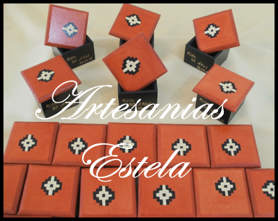 Cajitas de madera fibrofacil decoradas para souvenirs con guarda pintada a mano